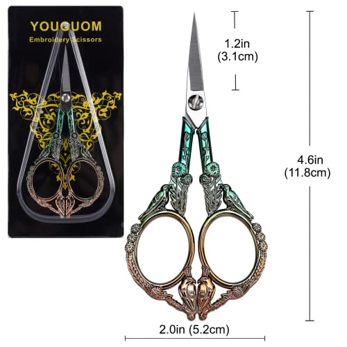 YOUGUOM Precision Embroidery Scissors, Sharp Sewing Scissors - color: Gold Green