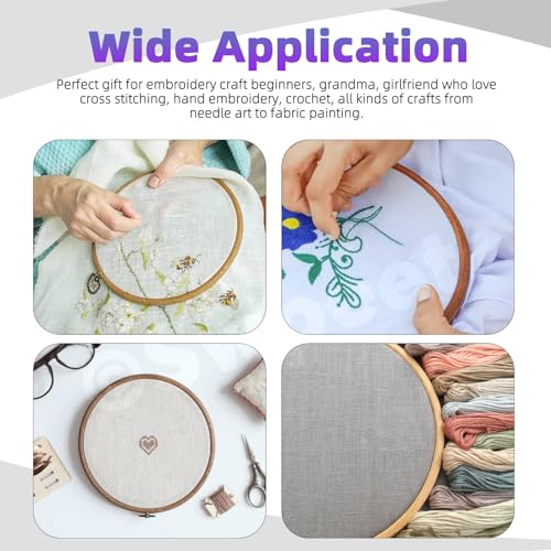 Swpeet 3Pcs 4/ 6.1/ 7.7 Inches Circle Embroidery Hoops Kit, Imitated Wood Plastic Display Frame, Circle Cross Stitch Hoop Rings for Art Craft Sewing and Hanging Ornaments Home Decor - style: Styles NO.1
