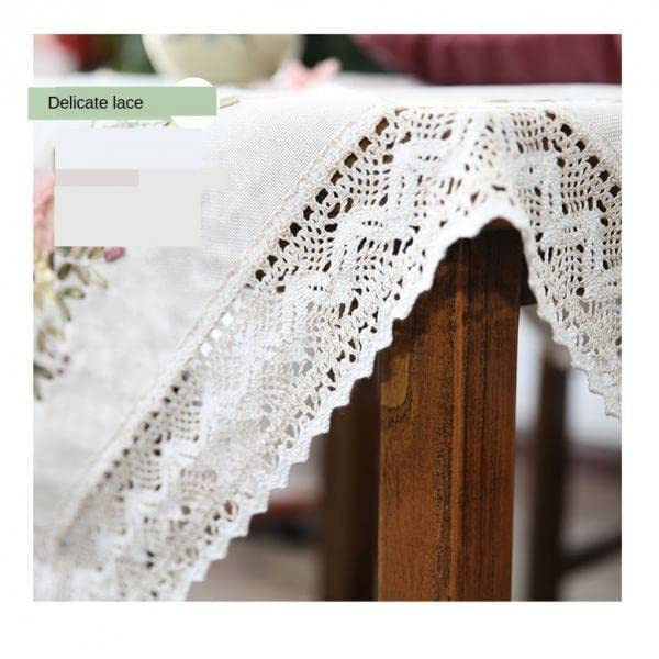 Generic Printed Stamped Cross Stitch Tablecloth Kit for Embroidery, White, Linen, 90x90cm