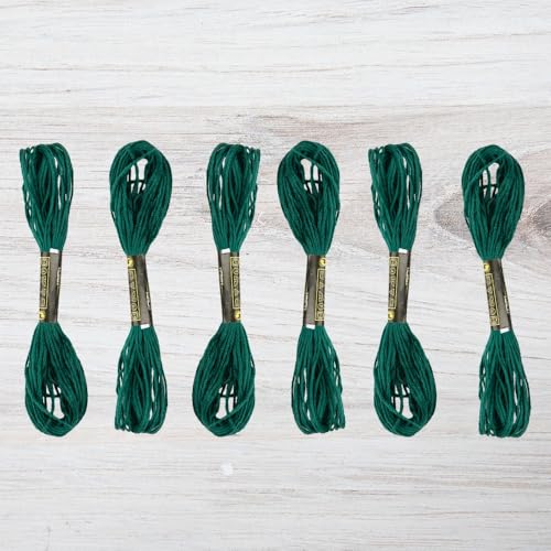 Embroidery Floss Pack – 6 Skeins, 8.7 Yards Each – Dark Green Embroidery Floss for Needlework, DIY Bracelets, Crafting, Weaving - color: Dark Green
