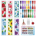 INFUNLY 6pcs Red Rose Cross Stitch Bookmark Kits DIY Sunflower Peach Blossom Embroidery Bookmark Kits for Beginners with Instruction Blue Flower Bookmark Making Kit for Book Lovers Readers Women Gifts - style: Flower