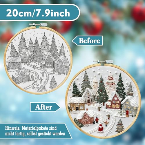 RUIQLXHANG Christmas Embroidery Kit, Christmas Gnomes Embroidery Kits for Beginners with Pattern, Cotton Threads, Needles, Instruction, 20cm Hoop, Gift for Mom, Grandma (Resort) - color: Resort