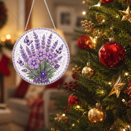 Eiflow Hanging Pearl Art Kits for Adults, Diamond Art Pearl Purple Flower - color: Pearl Flower