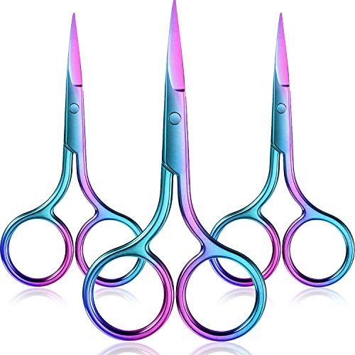 Mudder 3 Pack Small Eyebrow Nose Scissor Stainless Steel Scissor, Rainbow - color: Rainbow Color
