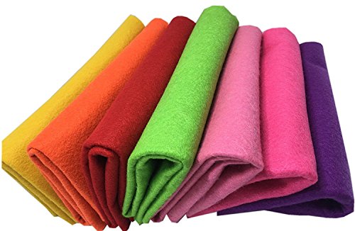 Misscrafts 7pcs 18" X 18" 1.4mm Thick Soft Felt Nonwoven Fabric Sheet Pack DIY Craft Patchwork Sewing Squares Assorted Colors(Summer) - color: Summer