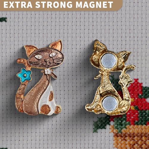 Needle Minder Magnet, Magnetic Needle Minder, Needle Minders Magnetic Cross Stitch Accessories, Magnetic Needle Holder, Life Tree, Butterfly, Cats, Owl, Heart (CAT) - size: CAT