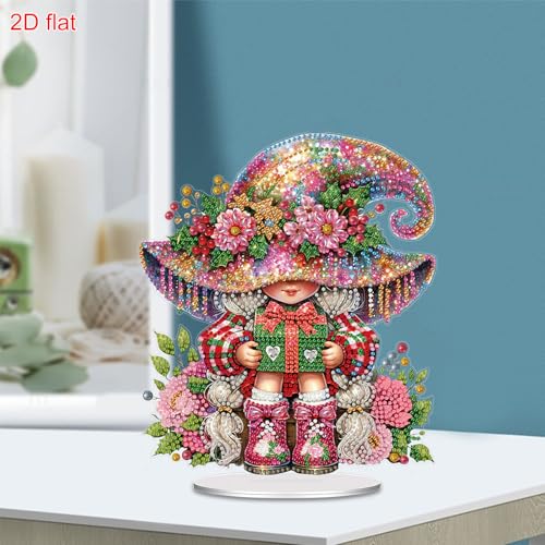 POETRYDRAW Diamond Art Ornament Desktop Kit Christmas, Stand Up Diamonds Painting Ornament for Adults, 5D DIY Special Diamond Gem Craft Tabletop Placement Board Kit - color: Christmas
