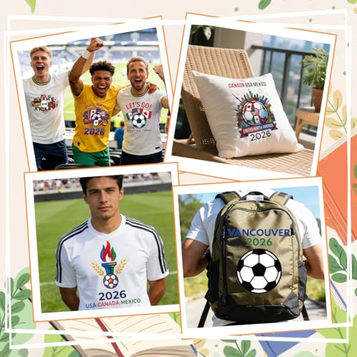 24Pcs Soccer Cup 2026 Dtf Transfers Ready to Press USA Canada Mexico Soccer Cup Iron on Transfers for Tshirts Vinyl Stickers for Clothing Pillows Bag DIY Crafts - color: Soccer Cup 2026