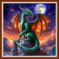 Redxing Counted Cross Stitch Kit for Beginners,Unprinted Needlepoint Kits for Beginners Cross Stitching Embroidery Kit 11CT Stitches kit-Moonnight Pterosaur 18x18 inch - color: SetColor16