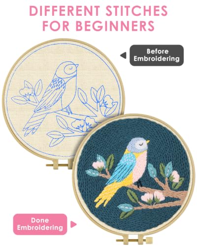 TINDTOP Punch Needle Kits, DIY Punch Embroidery Kits - color: Set E