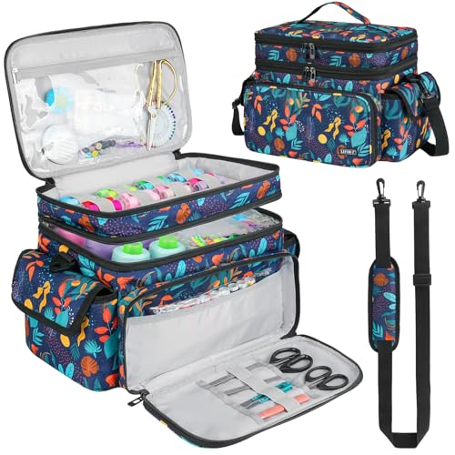 LEFOR·Z Large Sewing Supplies Organizer Bag(13 x 8 x 9 in),Sewing Basket - color: Print Color