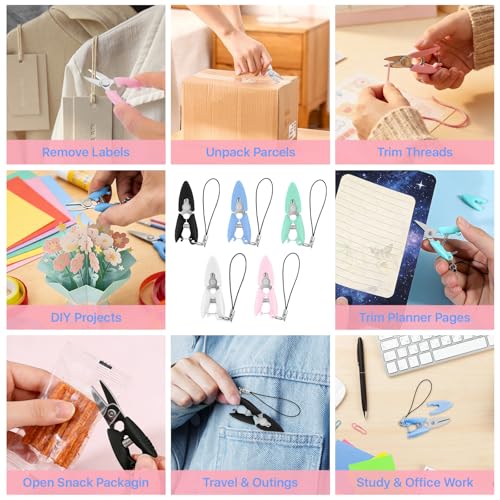 15 Pcs Mini Scissors with Cover, TSA Approved Tiny Scissors with Cover for Travel, Small Craft Scissor, Mini Compact Yarn Keychain Snips for Travel Crafts Sewing Yarn