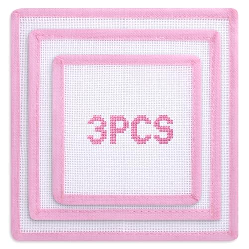 3PCS Pink Bound Needlepoint Canvas 18 Mesh Cotton Blank Canvas