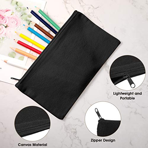 Shappy 40 Pieces Canvas Pouch Zipper Pen Makeup Cosmetic Bag, Black - color: Black