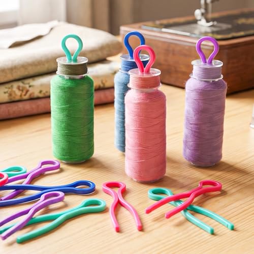 100 Pcs Sewing Bobbin Thread Holder, Keep Your Bobbin Threads Matched Up Plastic Bobbins Clips Sewing Machine Quilting Supplies Sewing Notions for Thread Spool Organizing Embroidery Quilting