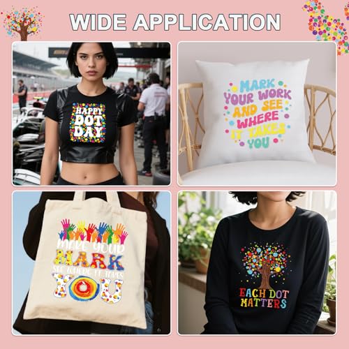 Dtf Transfers Ready to Press - 20Pcs Happy Dot Day Iron on Transfers for Tshirts, International Dot Day Iron on Decals Patches, Teacher Kids Colorful Heat Stickers for DIY Clothes Bags Pillow - color: Happy Dot Day928