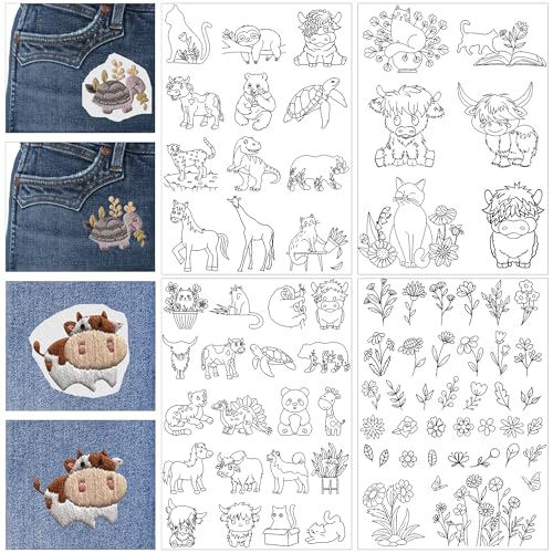 Water Soluble Embroidery Patterns, Stick and Stitch Paper for Sewing - style: highland cow 1250