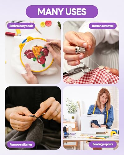5Pcs Needle and Thread Seam Ripper, Remover Stitch Tool for Sewing/Knitting - color: Purple