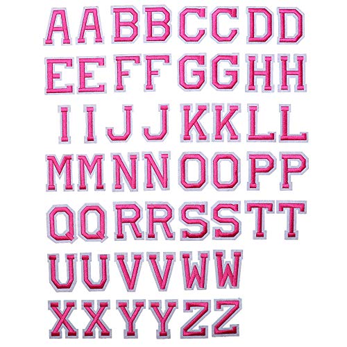 J.CARP 52Pcs Pink Alphabet A to Z Patches, Iron on Sew on Letters for Clothing, Hats, Shoes, Backpacks, Handbags, Jeans, Jackets etc. - color: 52pcs, Pink