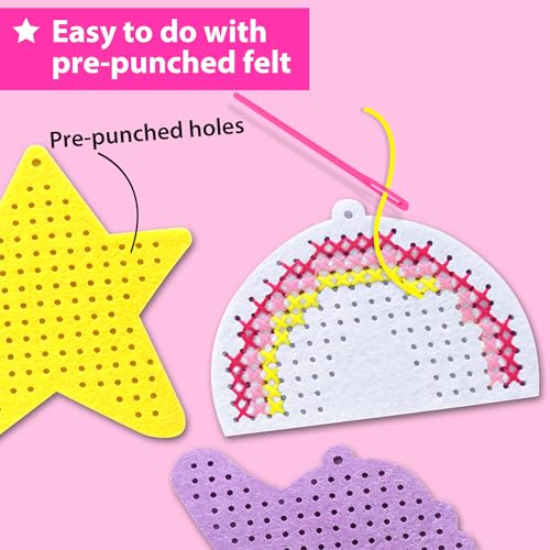 KRAFUN Unicorn Cross Stitch Kit for Kids Age 5+ | 4 Keyrings - color: Unicorn