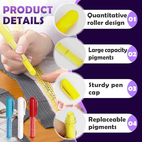 3PCS Sewing Chalk for Fabric, Wipeable and Washable Fabric Chalk for Sewing, Tailors Chalk for Fabric Etailed Marking on Fabrics, Cottons, Leathers - Blue, White, Red - color: White & Blue & Red