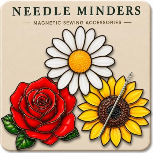 Kraftex Magnetic Needle Minder. Needleminder for Embroidery & Sewing. Cute Needlepoint Accessories. Magnetic Needle Holder for Cross Stitch. Cute Magnet Pin Gift - color: Flowers RSD