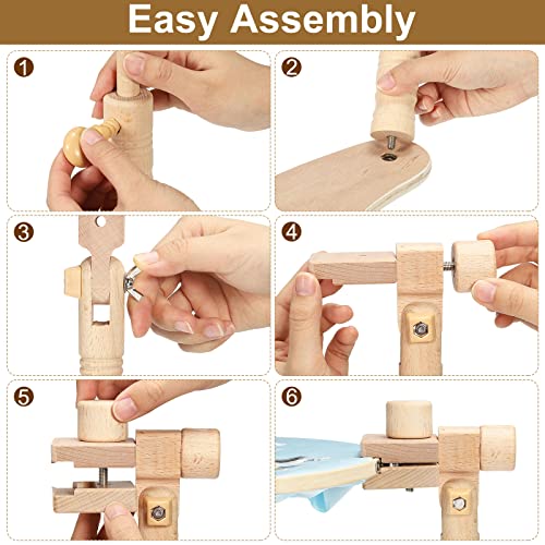 PATIKIL Embroidery Hoop Stand, Adjustable Embroidery Frame Stand Beech Wood Rotated Embroidery Hoop Stand for Cross Stitch Sewing Arts Crafts