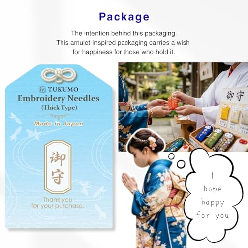 TUKUMO Gold Eye Embroidery Needles Crewel Needles Sewing Needles Set, 3 Size with 1 Threaders (Thick Type) - size: Thick Type