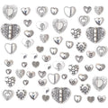 stino Silver Metal Spacer Beads for Jewelry Making, Heart Butterfly Flower Fish Beads for Bracelet Necklace Earrings,Jewelry Findings & Supplies, 50g (Heart (60pcs)) - color: Heart (60pcs)