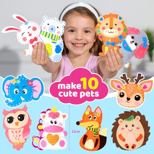 Sewing Kit for Kids, 10 Easy DIY Project of Stuffed Animal with Instruction - color: animal dolls felt sewing kits