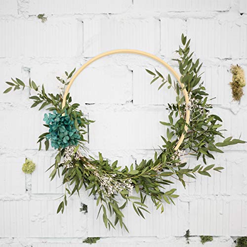 Worown 16 Pack (6” & 8”) Wooden Bamboo Floral Hoops Wreath Rings for Making Wedding Wreath Decor and Wall Hanging Crafts