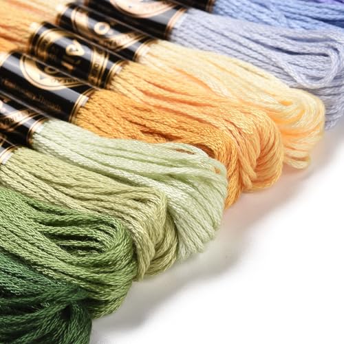 12 Skeins 12 Colors 6-Ply Polyester Embroidery Floss Cross Stitch Threads for Jewelry Making Bracelet Stitching Craft Supply 0.5mm,Winter Color Series - color: 12 Skeins,winter Color