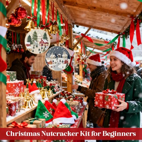 Peryiter 6 Sets Christmas Embroidery Kits for Beginners