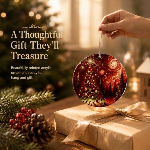 Christmas Ornament 2026, Northern Lights Ornament, Starry Night Gifts - color: Xmas Tree Red