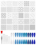 eZAKKA 51 Pack Blue Sashiko Kit with 30 Templates, 9 Needles & 12 Threads - color: Blue Sashiko Full Kit (51Pcs))