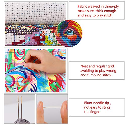 ITSTITCH Stamped Cross Stitch Kits for Beginners Full Range of Crossstitching Preprinted Pattern Kids or Adults, Embroidery Needlepoint Starter 14CT 2 Strands-Purple Blossoms,13''x13'' - color: Purple blossoms,13''x13''