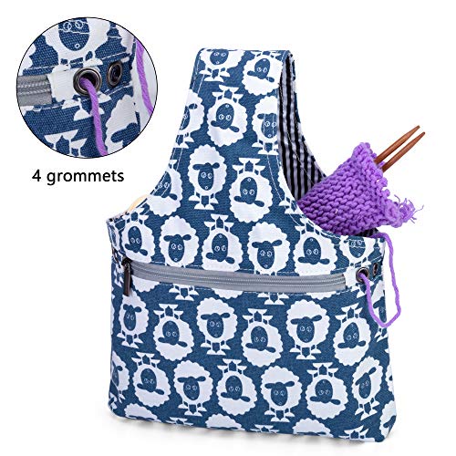 Teamoy Knitting Bag Tote, Travel Crochet Project Wrist Bag, Small, Sheep - color: Sheep, size: Small
