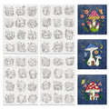 BENECREAT 4Sheets 48Pcs Mushroom Hut Water Soluble Embroidery, 11.7x8.3inch Stick and Stitch Embroidery Paper Stabilizer Water Soluble Hand Sewing for Shirts, Coats, Bags - color: Mushroom Hut