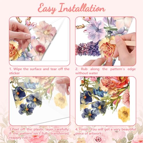 Peacoblue Vintage Flowers Rub On Transfers for Furniture Craft 6"x12" - style: Vintage Flowers