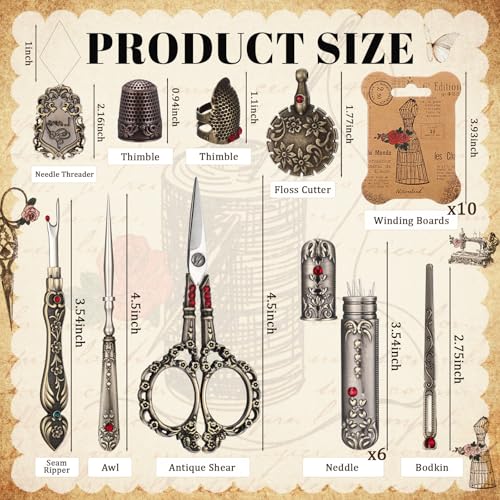 Lothee Embroidery Scissors Kits Victorian Sewing Kit, Bronze, Diamond - color: Bronze, style: Diamond