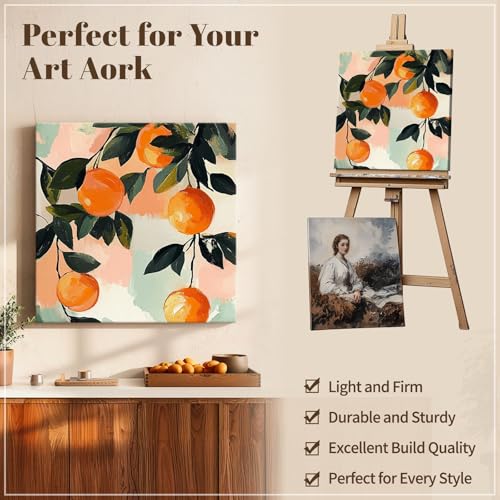 Prixas Print 8x8 DIY Canvas Stretcher Bars, 1.25" Professional Gallery Depth White Pine Wood Frame Kit, Self-Adhesive & Staple-Free Assembly for Art Prints, Oil Painting & Needlework - size: 8"x8"