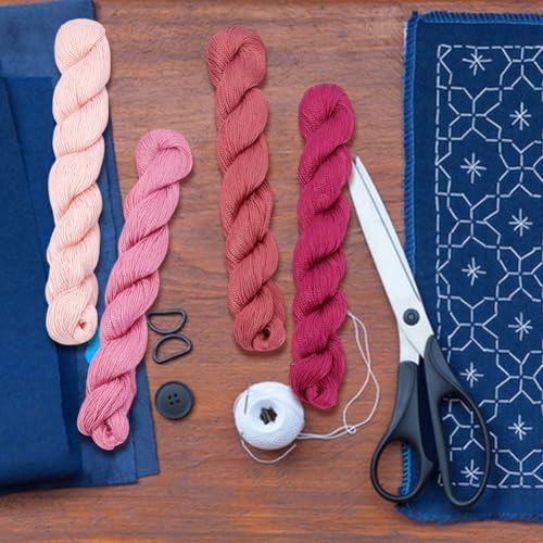 FREEBLOSS 4 Pcs Sashiko Thread Sashiko Skein 100 M*4 Colors(Purple) Cotton Embroidery Thread Japanese Quilting & Embroidery Sashiko Kit Supplies Sewing Thread - color: Pink
