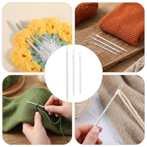 TIESOME 9 PCS Yarn Needle, 3 Sizes Nylon Thread Rope Threader Large Eye Tapestry Needle Weave Knitting Needles Yarn Sewing Needles for Hand Crafts Sewing Knitting Crochet