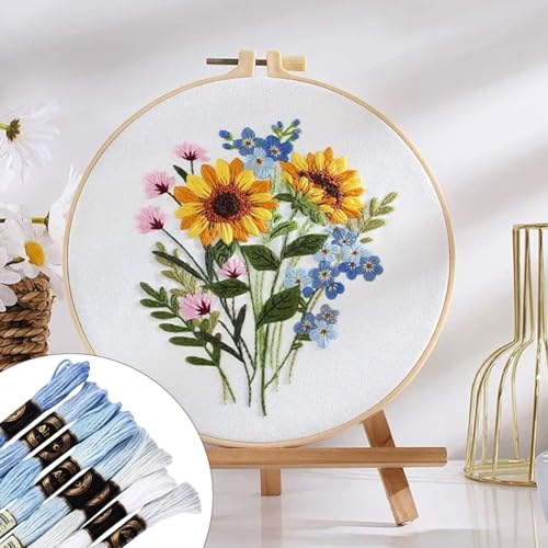 70 Yards 8 Skeins Gradient 6 Strands Light Sky Blue Variegated Cross Stitch Floss Polyester Embroidery Thread String Friendship Bracelets Threads Set for Hand Sewing Making Knitting Supply - color: Light Sky Blue, size: 70 Yards
