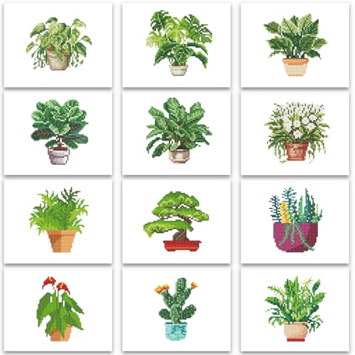 PeakLuv Small Diamond Art Kits Green Plants Mini Diamond Painting Kits - color: Green Plants