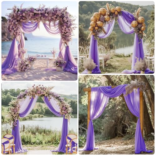 Wedding Arch Draping Fabric 1 Panel Lavender Purple Sheer Backdrop - color: Lavender Purple, size: 1 Panel