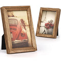 Emfogo 4x6 Picture Frames Photo Display for Tabletop Display Wall Mount Solid Wood High Definition Glass Photo Frame Pack of 2 - color: Carbonized Brown, size: 4x6 inch