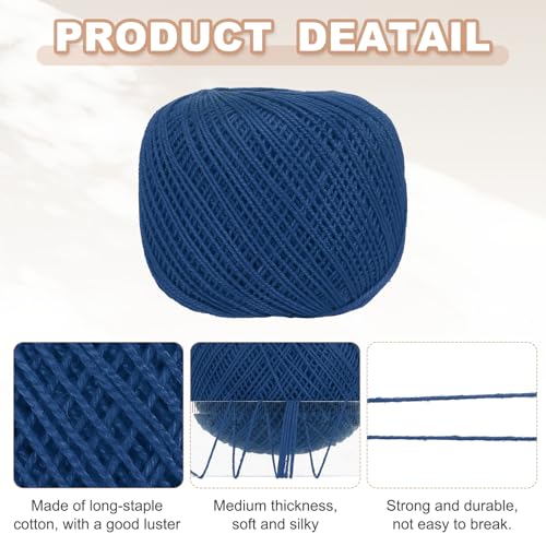 MECCANIXITY Crochet Thread Pearl Cotton Size 3 Navy Blue 164 Yards for Crocheting Tatting Knitting Embroidery Sewing - color: Navy Blue