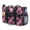 TOPDesign Utility Water Resistant Tote Bag with 13 Pockets, Zipper Closure - color: Baroque Carnation, size: Medium