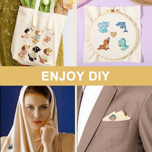 16Pcs Beige Embroidery Fabric, Pre-Cut Linen Needlework Embroidery Cloth - color: Beige